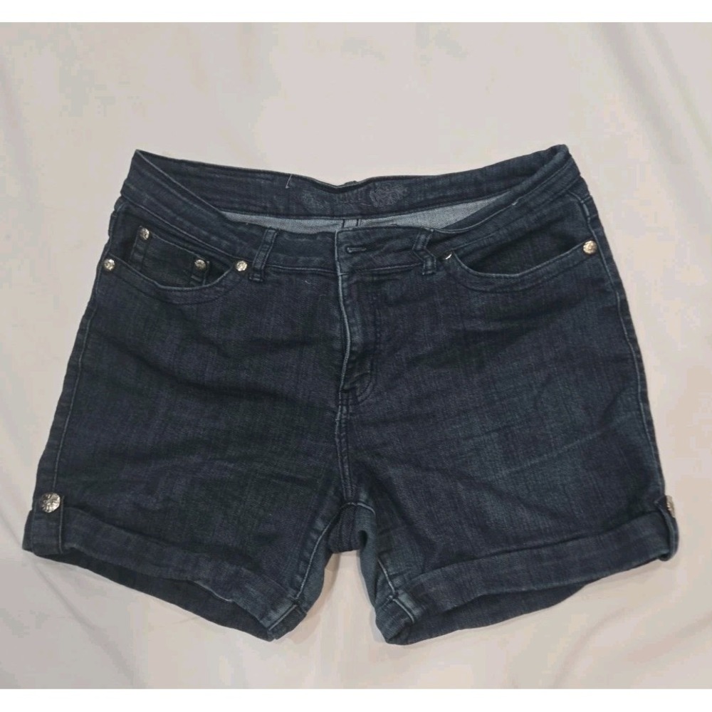 UWDr Denim Shorts Woman Sz 17 Blue Distressed Cuffed Hiking Walkng Stretch